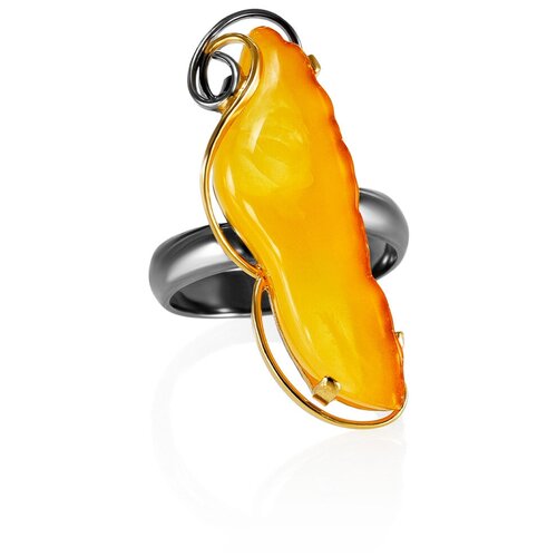 фото Amberholl роскошное кольцо «риальто» из натурального медового янтаря в позолоченном серебре