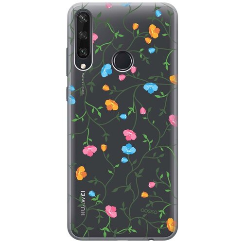 Ультратонкий силиконовый чехол-накладка Transparent для Huawei Y6p с 3D принтом Сurly Flowers ультратонкий силиконовый чехол накладка transparent для samsung galaxy s10 с 3d принтом сurly flowers