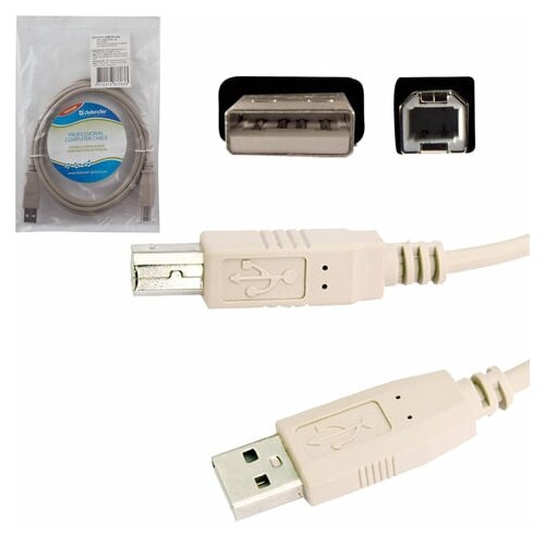 Defender Кабель USB 2.0 AM-BM, 1,8 м, , для подключения принтеров, МФУ и периферии, 83763
