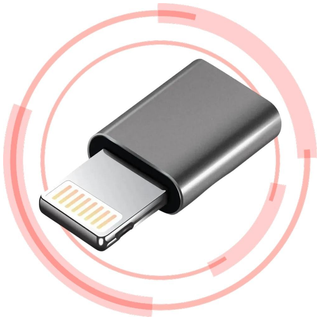 Переходник - адаптер Lightning 8-pin на Micro-USB для телефона, компьютера, кабеля, планшета, принтера P-27 (Серый)