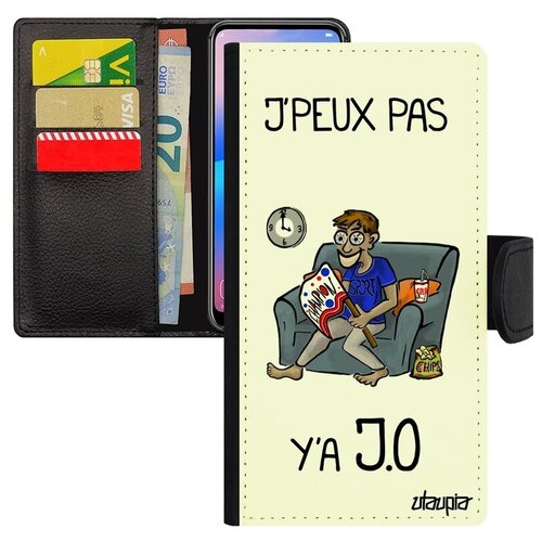 фото Стильный чехол книжка для смарфона // xiaomi mi 8 // "не могу - олимпийские игры!" комикс рисунок, utaupia, черный