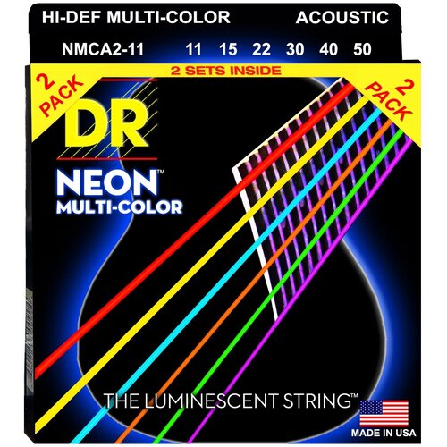 Струны для акустической гитары DR String NMCA-2/11 dr nga 10 hi def neon™ струны для акустической гитары с люминесцентным покрытием зелёные 10 48