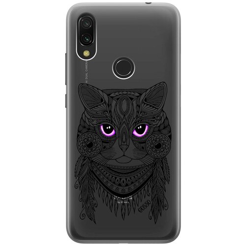 фото Ультратонкий силиконовый чехол-накладка clearview для xiaomi redmi 7 с 3d принтом "grand cat" gosso
