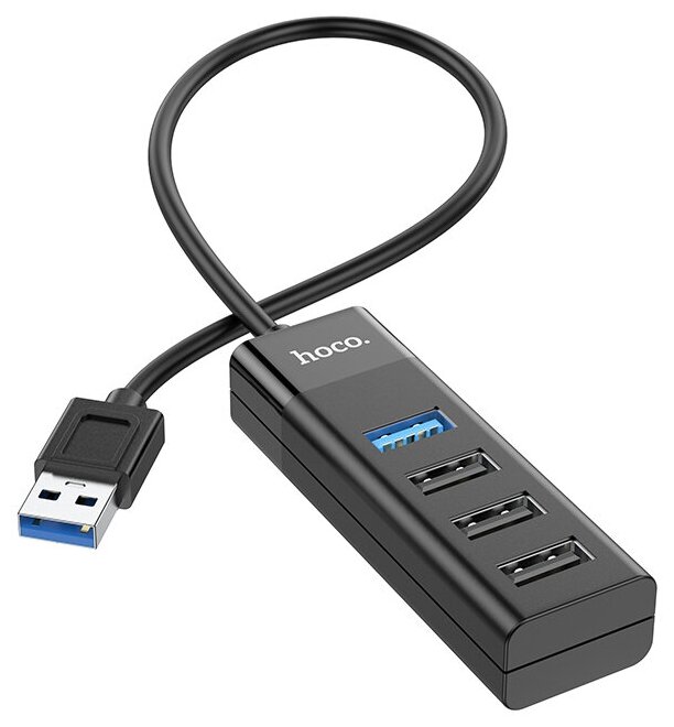 Переходник HOCO HB25 USB 3.0/2.0 HUB на 4 порта, черный