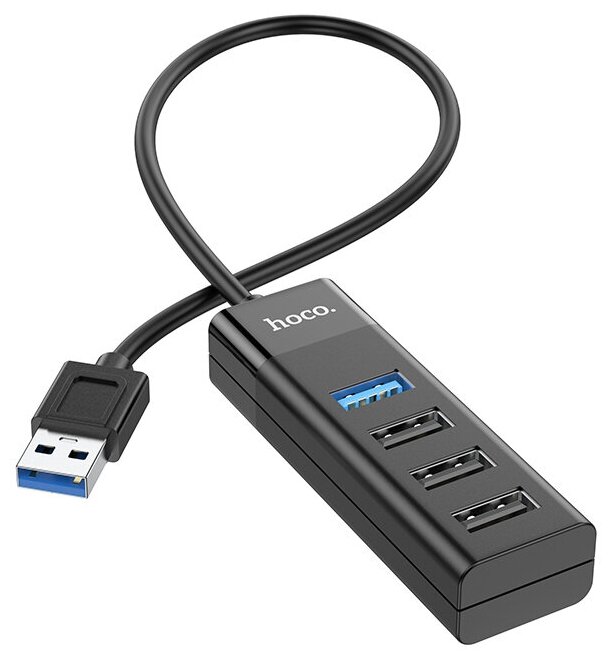 Переходник HOCO HB25 USB 3020 HUB на 4 порта черный
