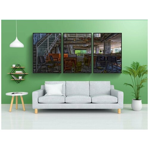 фото Набор модулных постеров для интерьера "потерянные места, ресторан, строительство" 60x90 см. в тубусе, без рамки lotsprints