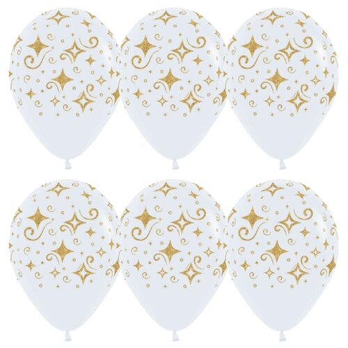 фото Шар латексный 12" сверкающие бриллианты, пастель, 5-сторонний, набор 50 шт., цвет белый 4971548 sempertex