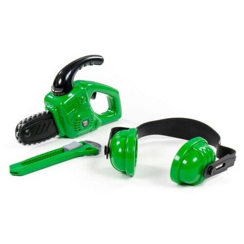 фото Полесье набор инструментов №25: бензопила, наушники, нож строительный