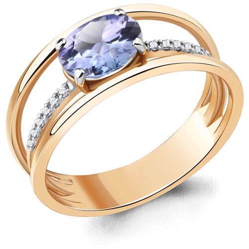 Кольцо Diamant online, золото, 585 проба, бриллиант, танзанит, размер 19