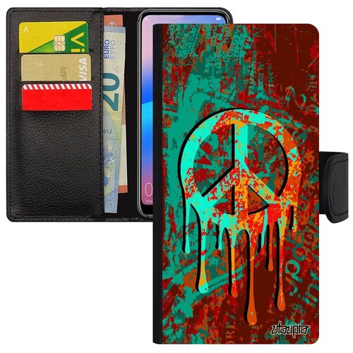 фото Ударопрочный чехол-книжка на смартфон // huawei p20 pro // "peace and love" & стрит-арт, utaupia, цветной