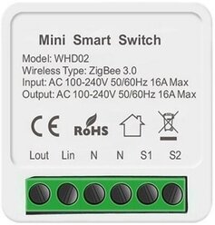 Реле Zigbee WHD02 - управляется Алисой и Google ассистентом через шлюз Tuya, Sprut HUB, монтируется в подрозетник, нагрузка до 16 ампер. 1 шт