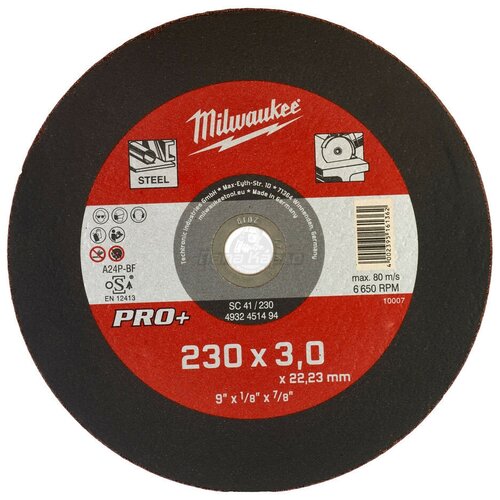 Отрезной диск по камню MILWAUKEE PRO+ (230х3х22.2 мм, вогнутый) 4932451500
