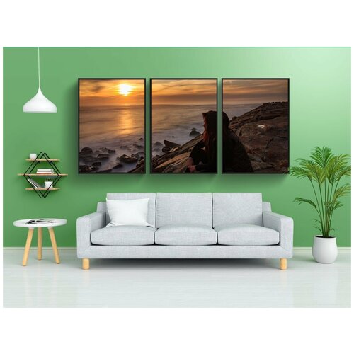 фото Набор модулных постеров для интерьера "заход солнца, авейру, costa nova" 60x90 см. в тубусе, без рамки lotsprints