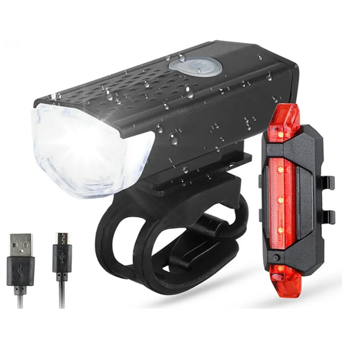 Комплект велосипедных фонарей ForAll передний+задний usb фонарик велосипедный передний задний свет