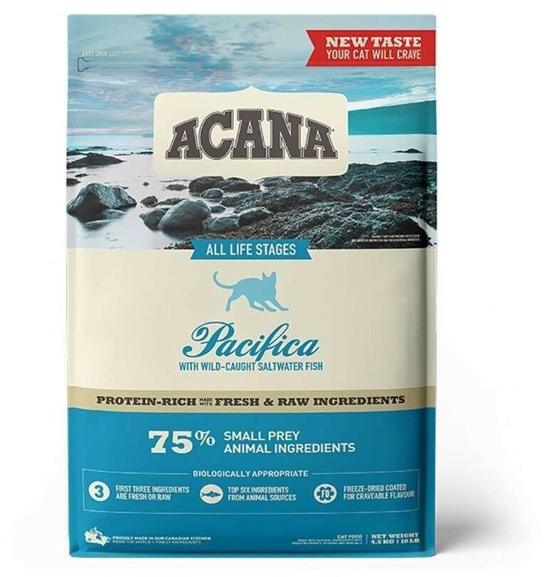 Сухой корм для кошек Acana Pacifica, беззерновой, с рыбным ассорти 4.5 кг