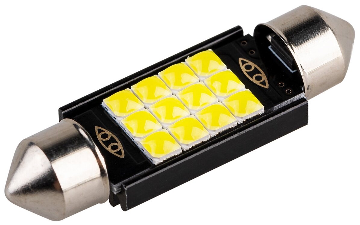 Автолампа диод T11(C5W) 12V 12SMD диодов 1-конт 39мм Белая SKYWAY Салон номер