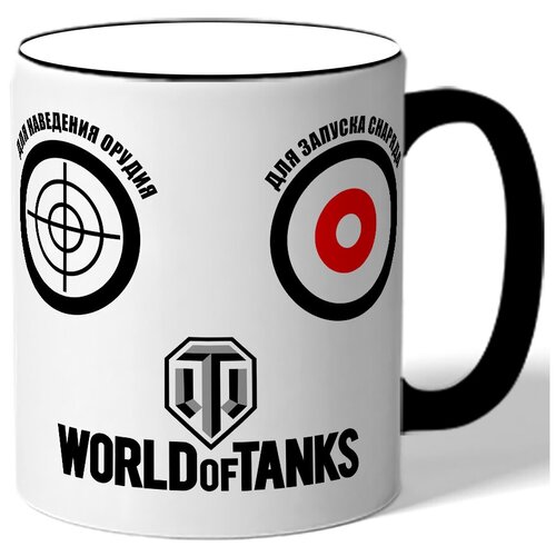 фото Кружка с цветной ручкой на женскую тему word or tanks для наведения орудия для запуска снаряда - две мишени drabs