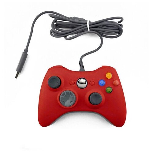 Контроллер XBOX 360 проводной, красный джойстик геймпад проводной для xbox 360 и pc чёрный