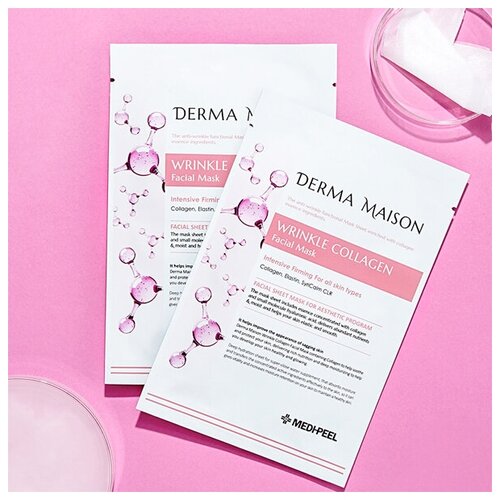 Derma Maison Wrinkle Collagen Facial Mask Антивозрастная ампульная маска, 4 шт.