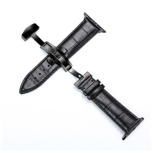 Премиум кожаный ремешок для Apple Watch Series 1, 2, 3, 4, 5, 6, SE, 7 - 38-40/41 мм (эпл вотч), темно-коричневый