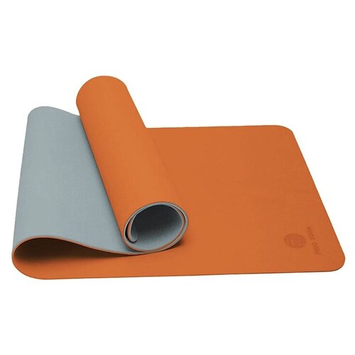 фото Коврик для йоги с сумкой pido yoga, tpe, 183х61х0,6 см, оранжевый/серый