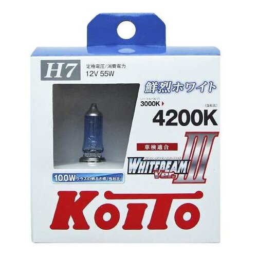 фото Лампа галогенная koito h7 whitebeam 4200k 12v 55w, 2 шт, p0755w