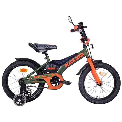 фото Black aqua велосипед двухколесный sharp 12" 1s, со светящимися колесами, хаки-оранжевый blackaqua