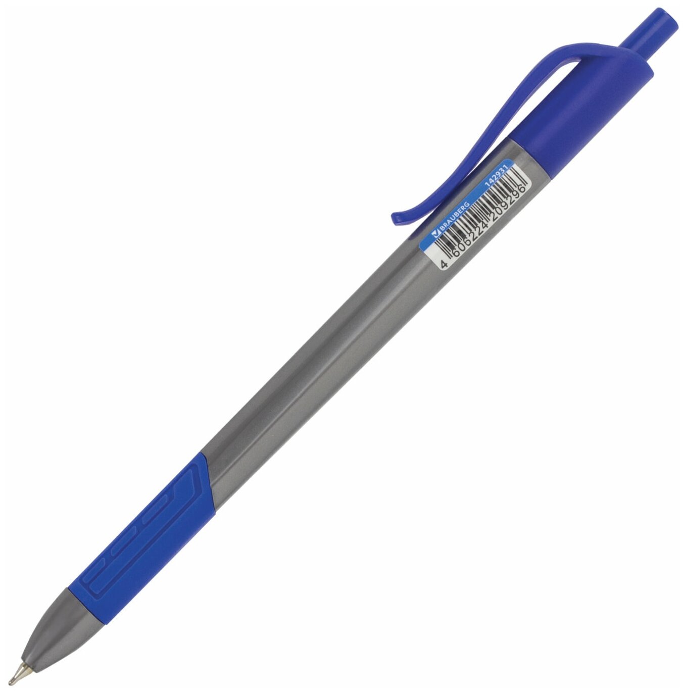 Ручка шариковая масляная автоматическая BRAUBERG «Extra Glide R-Grip Grey» синяя узел 07 мм линия письма 035 мм 142931