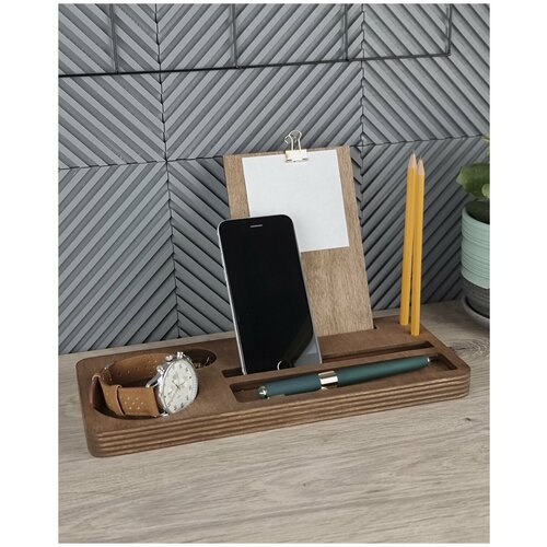 Деревянная подставка, органайзер для телефона и канцелярии для рабочего стола Nice Organise 