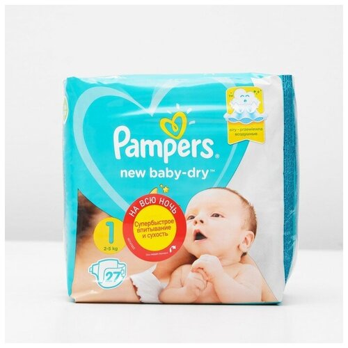 фото Pampers подгузники pampers new baby-dry (2-5 кг), 27 шт leosco