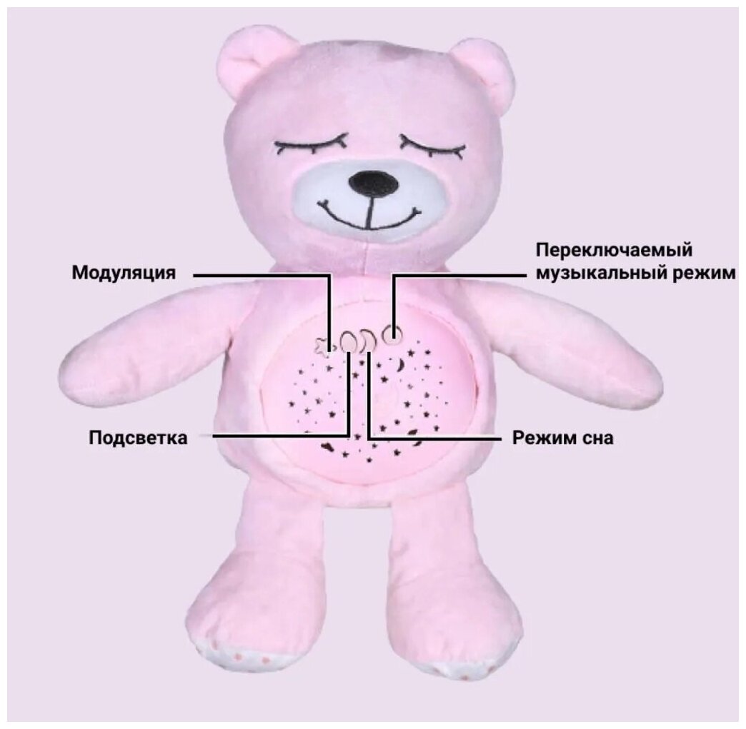 Игрушка музыкальная Chicco Медвежонок с проектором, розовый (08015.10) - фото №6