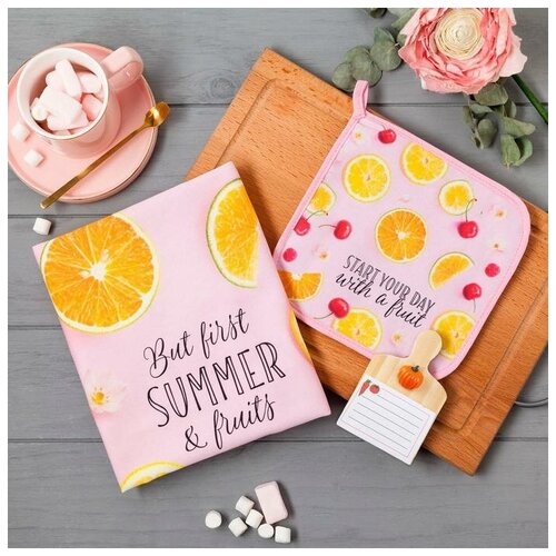фото Этель набор подарочный «citrus» полотенце 40х73 см, прихватка 19х19 см, магнит 11х7 см