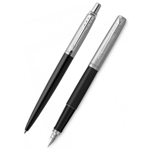 фото Подарочный набор: перьевая и шариковая ручки parker jotter satin black ct 1953184-2030947