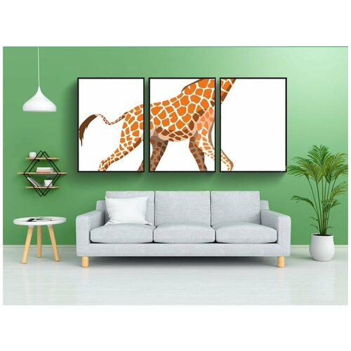 фото Набор модулных постеров для интерьера "жирафа, зоопарк, животное" 60x90 см. в тубусе, без рамки lotsprints