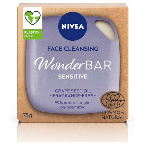 Твердое средство для умывания NIVEA WonderBAR Sensitive базовое ежедневное очищение кожи, 75 гр.