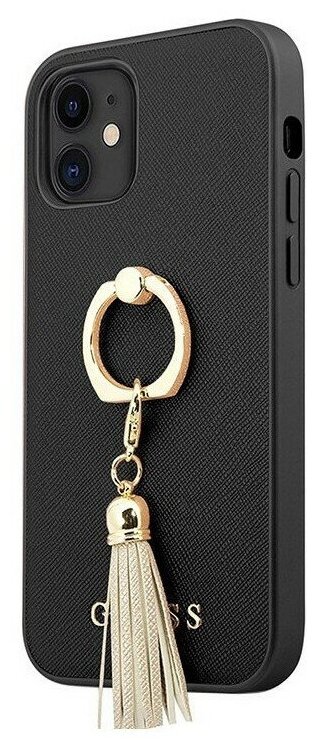 Чехол CG Mobile Guess PU Saffiano + Ring Hard для iPhone 12 mini, цвет Черный (GUHCP12SRSSABK)