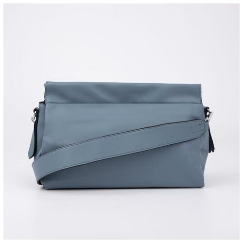 фото Кросс-боди кнр 3 отдела на магнитах, длинный ремень, голубая gorodok