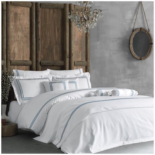 фото Комплект постельного белья tivolyo home line nakisli king size deluxe темно-синий (king size)