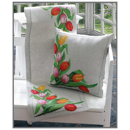 фото Набор для вышивания anchor: салфетка-дорожка tulips 36*112см, mez, 9240000-02104