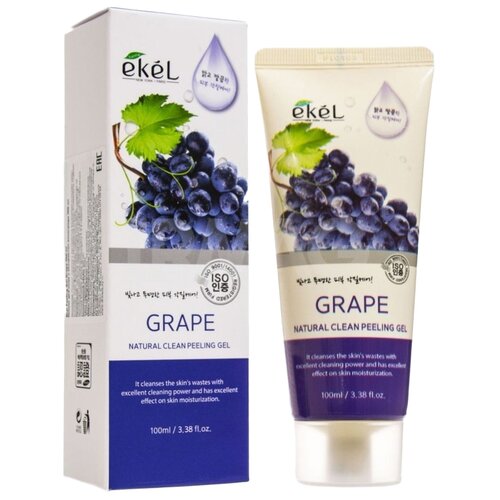 Ekel Пилинг-скатка Natural Clean Peeling Gel Grape с экстрактом винограда, 100 мл пилинг скатка для лица с экстрактом зеленого яблока apple natural clean peeling gel 100мл пилинг скатка 100мл