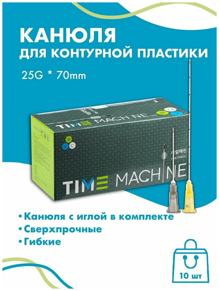 Канюля для контурной пластики 25G x 70 мм иглы медицинские инъекционные, стерильные одноразовые, 10 шт