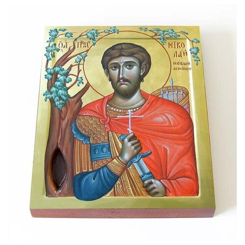 Преподобномученик Николай Новый Вуненский, печать на доске 13*16,5 см