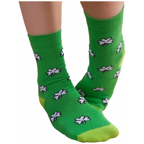 фото Женские носки с принтом lambonika клевер, цвет: зеленый,салатовый, размер: 35-37