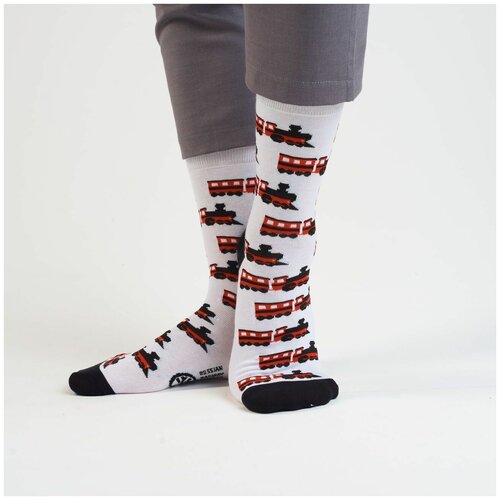 фото Носки unisex st. friday socks паровозы на белом, размер 38-41