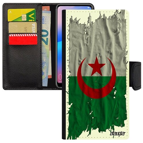 фото Защитный чехол книжка для смарфона // huawei p20 pro // "флаг алжира на ткани" дизайн страна, utaupia, белый