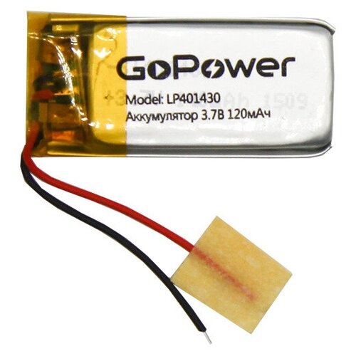 Аккумулятор Li-Pol GoPower LP401430 PK1 3.7V 120mAh аккумулятор li pol gopower lp503040 pk1 3 7v 550mah