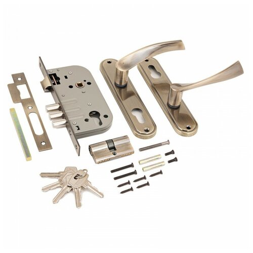 фото Аллюр 103/3 ab ст.бронза 5кл. м/о расстояние 70мм 3-ригеля замок врезной с/руч (12) (арт. 502546)