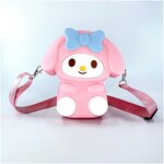 Детская силиконовая сумочка KUPLACE / Сумка для детей / Плечевая сумочка / Детский аксессуар / Силиконовая сумка для прогулки, зайчик, розовый - изображение