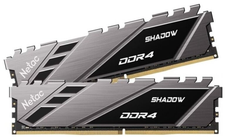 Оперативная память Netac Shadow 16GB PC25600 KIT2 DDR4 3200MHz NTSDD4P32DP-16E grey (Серый)
