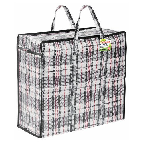 фото Любаша сумка-баул хозяйственная, полипропилен, 50х45х25 см, 56 литров, черно-красная,130 г/м2, любаша, 604698